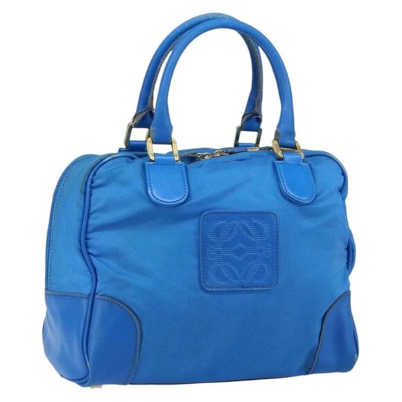 LOEWE Anagram Amazonas Hand Bag Nylon Blue Gold